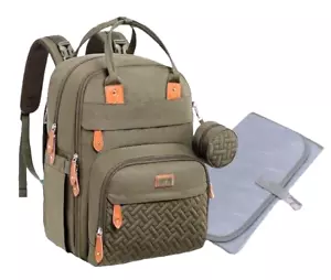BabbleRoo Baby Wickeltasche Rucksack Multifunktion Tasche Wickelauflage Oliv NEU - Bild 1 von 7