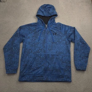 Under Armour Herren Hoodie L blau schwarz Full Zip Allover Logo Print Jacke - Bild 1 von 9