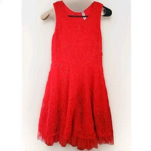 Beautees Fit And Flare Dress Girls Size 16 Red - Picture 1 of 8