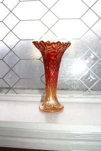 Jarrón antiguo de vidrio de carnaval Fenton cuentas anudadas de caléndula alrededor de la década de 1910 - Imagen 1 de 5