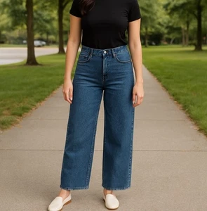 Rag & Bone Maya High Rise Ankle Wide Leg Button Fly Jeans Bride Trail Cotton 28 - Picture 1 of 10