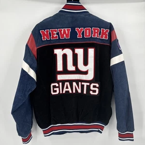 New York Giants NFL Men's Full Zip Suede & Leather Jacket Men’s L 90s Vintage - Picture 1 of 18