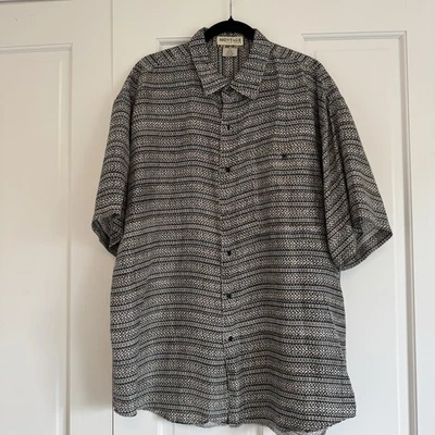 Montage Pour Homme 100% Silk Button Shirt • Geo Print L • Rare 90s Vintage - Image 1 of 4