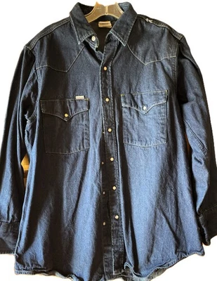 Camisa Western Vintage Carhartt Denim Perla Snap Hombres Jean Azul EE. UU. 17x33 Vaquero Foto 1 de 4