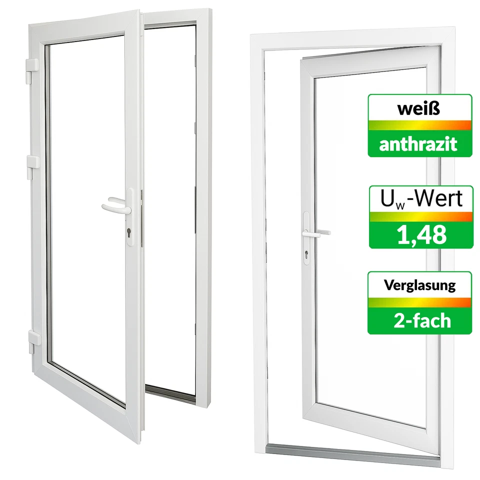 Kunststoff Nebeneingangstür Glas Ladentür Nebentür Eingangstür innenöffnend weiß - Bild 1 von 4