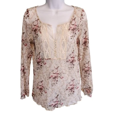 Blusa Denim & Supply Ralph Lauren de encaje floral transparente manga larga talla grande Foto 1 de 4