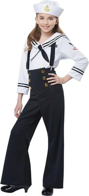 Azul Marino/Niña Marinera Militar Retro Lindo Disfraz Elegante Halloween Niño Foto 1 de 2