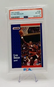 Clyde Drexler 1991 Fleer #168 Basketball Card PSA 6 Portland Trail Blazers - Picture 1 of 6