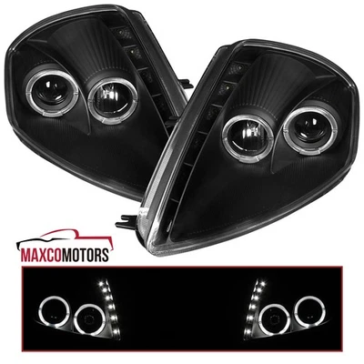 Black Projector Headlights Fits 2000-2005 Mitsubishi Eclipse LED Strip Halo Lamp Foto 1 de 4