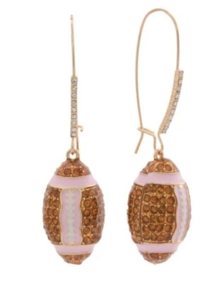 NEW Betsey JohnsonRhinestone Football Dangle Drop Shepard’s Closure Earrings - Image 1 of 4