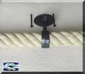 PORTACABLES 40mm HIERRO FORJADO para cuerda de pasamanos, cuerda de escalera, soporte de cuerda de pared - Imagen 1 de 3