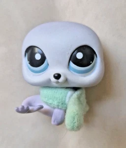 LITTLEST PETSHOP PET SHOP LPS #1076 HASBRO SEAL PHOQUE MAUVE YEUX BLEU + ECHARPE - Imagen 1 de 6