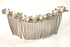 Bridal Formal Hair Comb Rhinestones Faux Pearls 5" X 2" Women's Wedding Prom - Picture 1 of 5