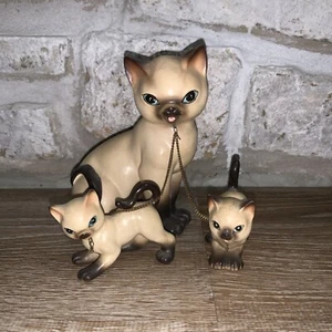 Vintage Siamese Cat & Kittens w/ Chains LIPPER & MANN Japan Figurines MCM Kitsch - Picture 1 of 15