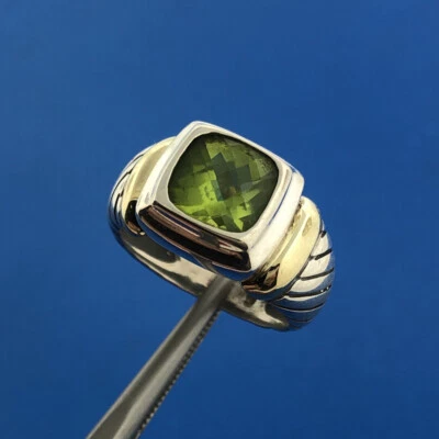 Anillo David Yurman Clásico Cúpula Cable Peridoto Oro Amarillo 925 Plata de Ley 14K Foto 1 de 4