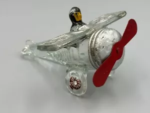 1920s AIRPLANE - SPIRIT of GOODWILL Glass CANDY CONTAINER A&E 8 - Picture 1 of 16