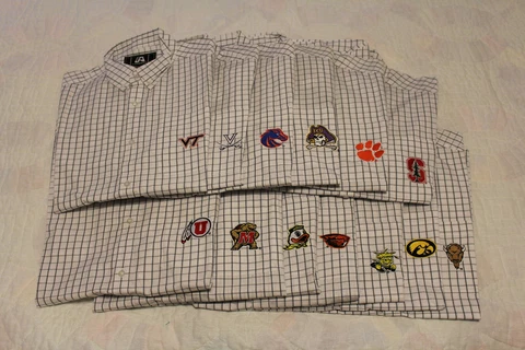 NWT Mens NCAA J.America Gray/White Plaid Dress Shirt Multiple Teams and Sizes! Cover