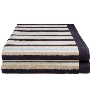 2 Piece Traditional Cotton Striped Bathroom Bath Sheet Set 34" x 68" - Picture 1 of 13