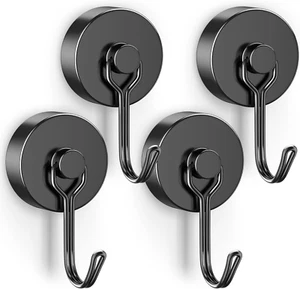 4 Pack 110LBS Magnetic Hooks Heavy Duty Neodymium Magnet Hooks for Hanging, Magn - Picture 1 of 12