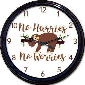 Sloth Slowest Animal Wall Clock hanging from tree No hurries No Worries New 10" - Picture 1 of 1