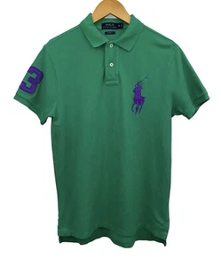 Polo Ralph Lauren Green Purple Big Pony #3 Custom Fit Polo Shirt Sz M RARE - Picture 1 of 7