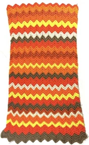 Handgefertigte afghanische Decke Chevron braun gelb orange Retro Überwurf lang 29x51" - Bild 1 von 6