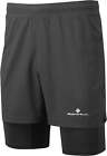 Ronhill Mens Core Twin 2 In 1 Running Shorts Breathable Reflective - Black