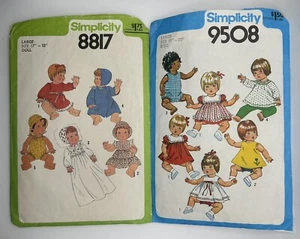 Simplicity Sew Pattern #8817 & #9508 Clothes 17-18” & 18-20” Baby Doll Wardrobe - Picture 1 of 2