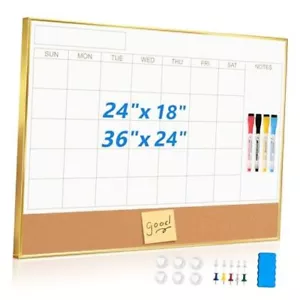 Magnetic Dry Erase Calendar Whiteboard 36"x24" Canlendar Whiteboard with Cork - Picture 1 of 7