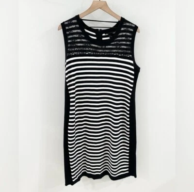 Новый с Ярлыками Lane Bryant кружева детали свитер платье черный и белый полоски размер 18/20 - Изображение 1 из 4