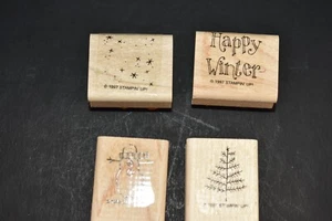 VINTAGE 1997 " HAPPY WINTER " GUMMISTEMPELSET VON STAMPIN UP 4ER SET NEU - Bild 1 von 7