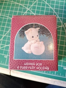 Precious Moments 1990 "520497" "Wishing You A Purr-Fect Holiday" - Picture 1 of 5