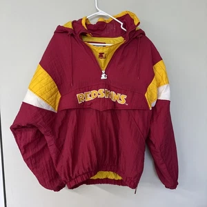 Vintage Starter Jacket Washington Redskins Pull Over 1/4 Zip MEDIUM Puffer Coat - Bild 1 von 24