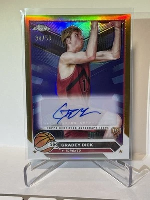 2024 Topps Chrome Basketball GRADEY DICK GOLD Rookie AUTO Refractor /50 TORONTO - Image 1 of 4