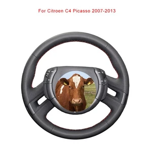 DIY Cowhide Leather Car Steering Wheel Cover For Citroen C4 Picasso 2007-2013 - Picture 1 of 14