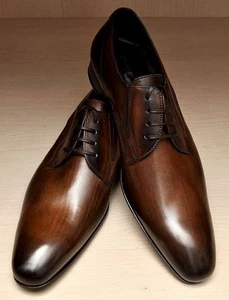 Handmade Men Brown Derby Shoes Men Brown Leather Shoes Men Formal - Picture 1 of 4