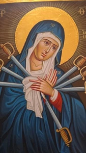 Maria der sieben Schmerzen Ikone Icon икона Умягчение злых сердец Addolorata - Picture 1 of 2