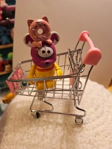 MINITUARE SHOPPING CART SILVER Pink DOLL SIZE MINI METAL GROCERY TROLLEY - Picture 1 of 7