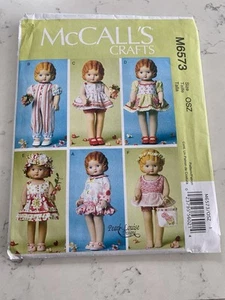 McCalls M6573 Sewing Pattern 18” Doll Clothes ie American Girl Our Generation - Picture 1 of 5
