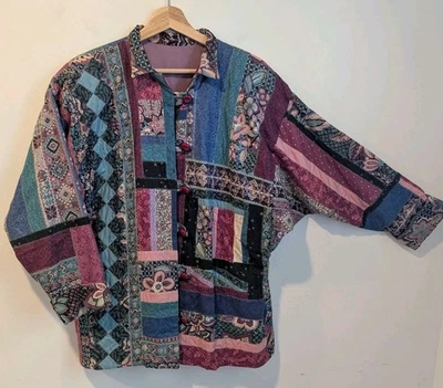 Casaco vintage exclusivo feito à mão colcha de retalhos asa de morcego arte casa de campo para usar exclusivo - Imagem 1 de 4