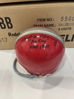 Hugh McElhenny firmó SF 49ers 1-Bar Auto Mini Casco con "The King & HOF 1970" Foto 1 de 4