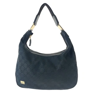 GUCCI Hobo 145757 Hobo One Schultertasche Schwarz Silber Hardware GG Canvas GG - Bild 1 von 10