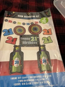Amscan Room Decorating Kit 21st Birthday Party Supplies 10 Pieces Multicolor - Picture 1 of 2