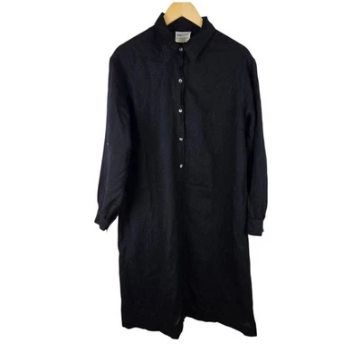 Donald Davies Dress Womens 14/16 Black Shirt Midi Pure New Wool 1970s Vintage - Image 1 of 4