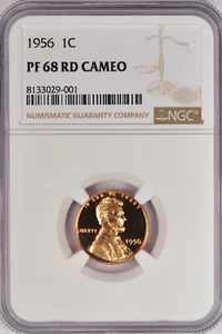 1956 Lincoln Wheat Cent Proof NGC PF 68 RD CAMEO PR68CAM RED Frosty Coin 1C - Picture 1 of 2