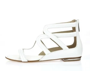 Womens MICHAEL KORS White Leather Open Toe Zip Ankle Strap Sandals Size 38 - Picture 1 of 6