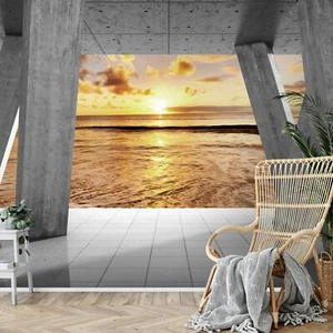 Fototapete Sonnenuntergang Meer Wohnzimmer Schlafzimmer Orange Vlies 9139c - Bild 1 von 7