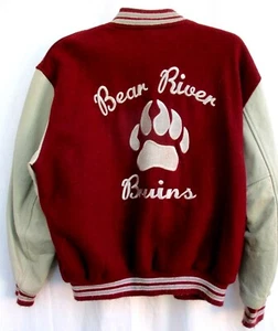 VTG..LETTERMAN..SPORT..JACKET..WOOL..LEATHER..UNION MADE USA..sz LARGE - Picture 1 of 5