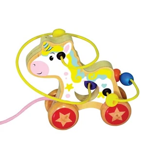 Wooden Pull-Along Bead Maze - Unicorn Pull Along Toy - Gift Idea Age 18 Months + - Picture 1 of 3