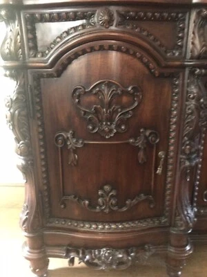 Gorgeous and Elegant Massive China Cabinet With Mirrored Back Splash /Two Pieces - Image 1 of 4